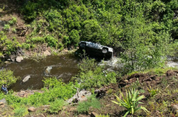 Brandon Garrett's truck in the ravine.