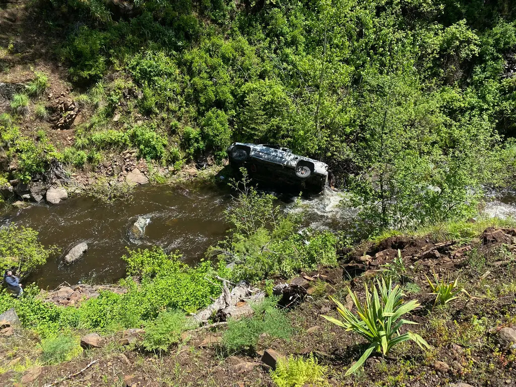 Brandon Garrett's truck in the ravine.